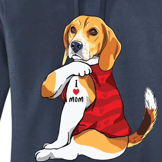 I Love Mom Tattoo Beagle Dog Lover Women Gifts Beagle Mom Women's Pullover Hoodie