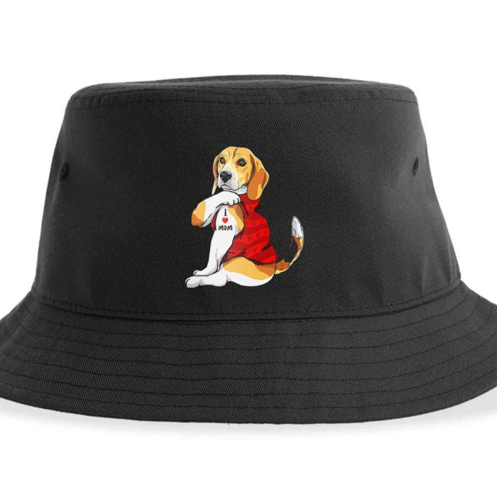 I Love Mom Tattoo Beagle Dog Lover Sustainable Bucket Hat