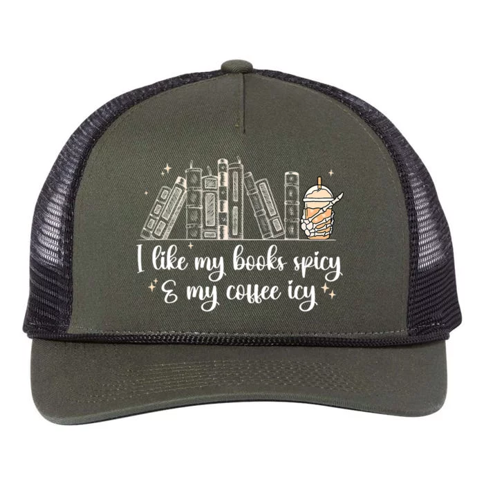 I Like My Books Spicy And My Coffee Icy, Spicy Book Coffee Retro Rope Trucker Hat Cap