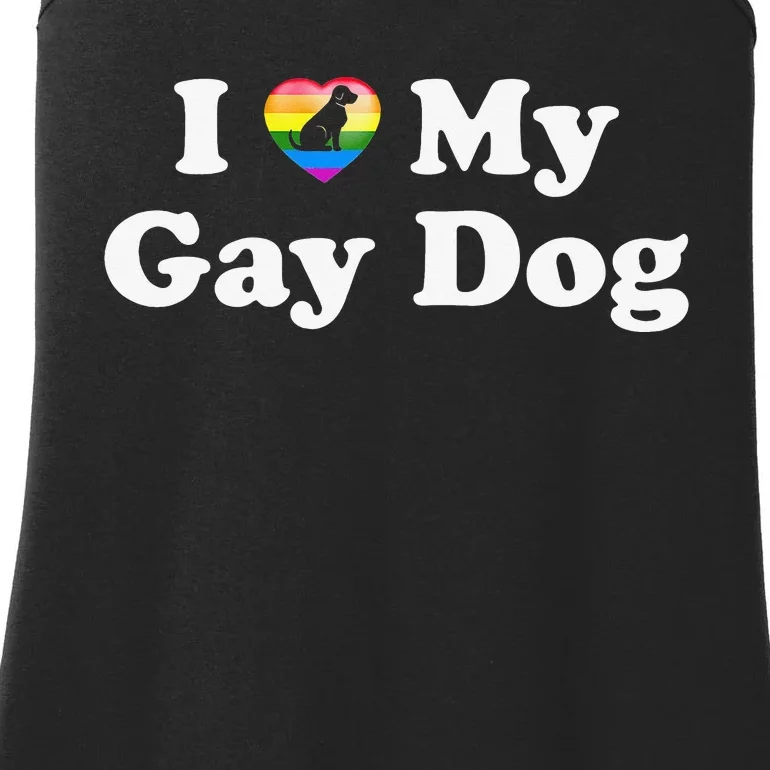 I Love My Gay Dog Heart Funny LGBT Pet Pride Proud Parent Ladies Essential Tank