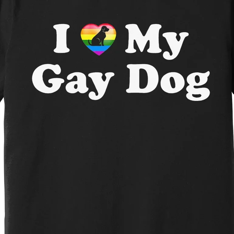 I Love My Gay Dog Heart Funny LGBT Pet Pride Proud Parent Premium T-Shirt