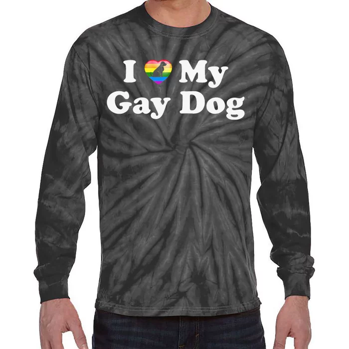 I Love My Gay Dog Heart Funny LGBT Pet Pride Proud Parent Tie-Dye Long Sleeve Shirt