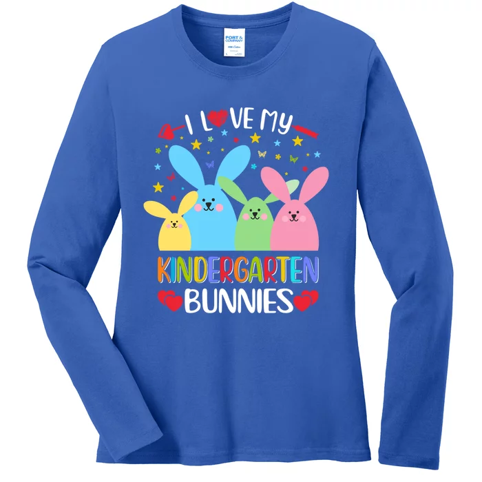 I Love My Kindergarden Bunnies Funny Teacher School Design Gift Ladies Long Sleeve Shirt