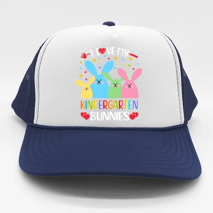 I Love My Kindergarden Bunnies Funny Teacher School Design Gift Trucker Hat