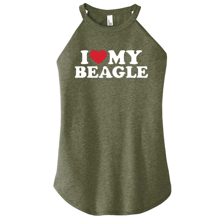 I Love My Beagle Women’s Perfect Tri Rocker Tank