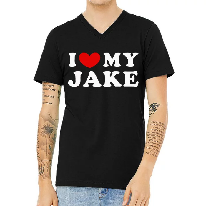 I Love My Jake V-Neck T-Shirt