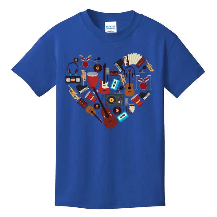 I Love Music Musical Instruts Heart Teacher Musician Gift Funny Gift Kids T-Shirt