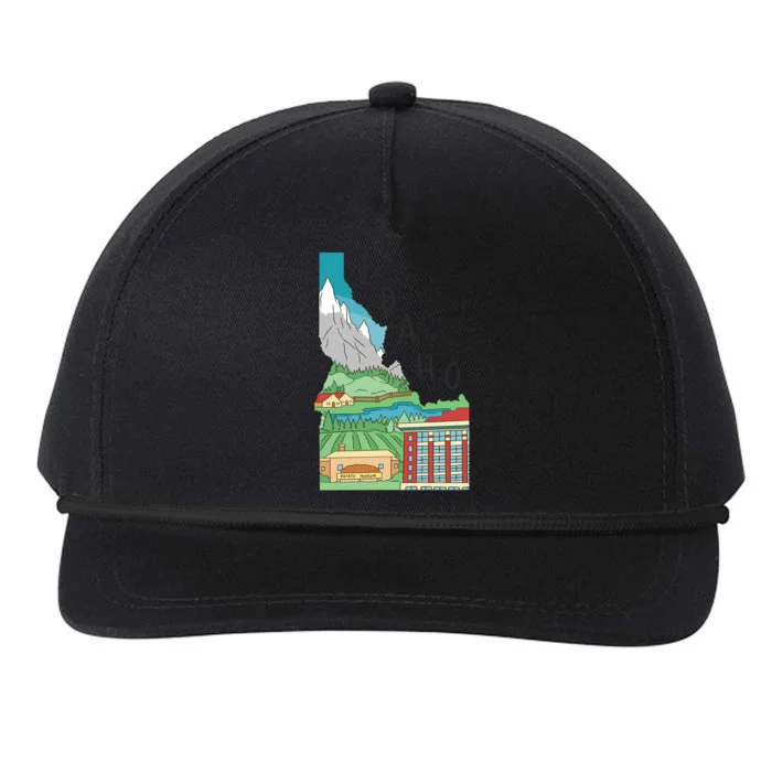 Idaho Landscape Map Snapback Five-Panel Rope Hat