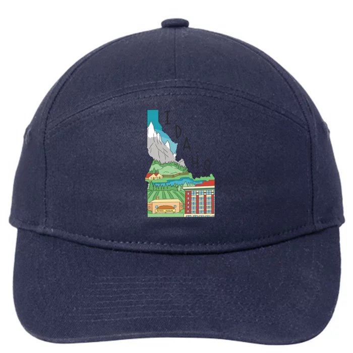 Idaho Landscape Map 7-Panel Snapback Hat