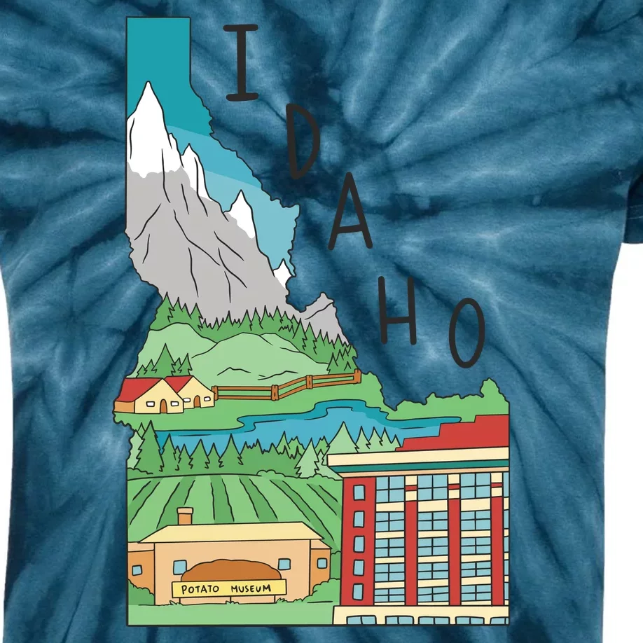 Idaho Landscape Map Kids Tie-Dye T-Shirt