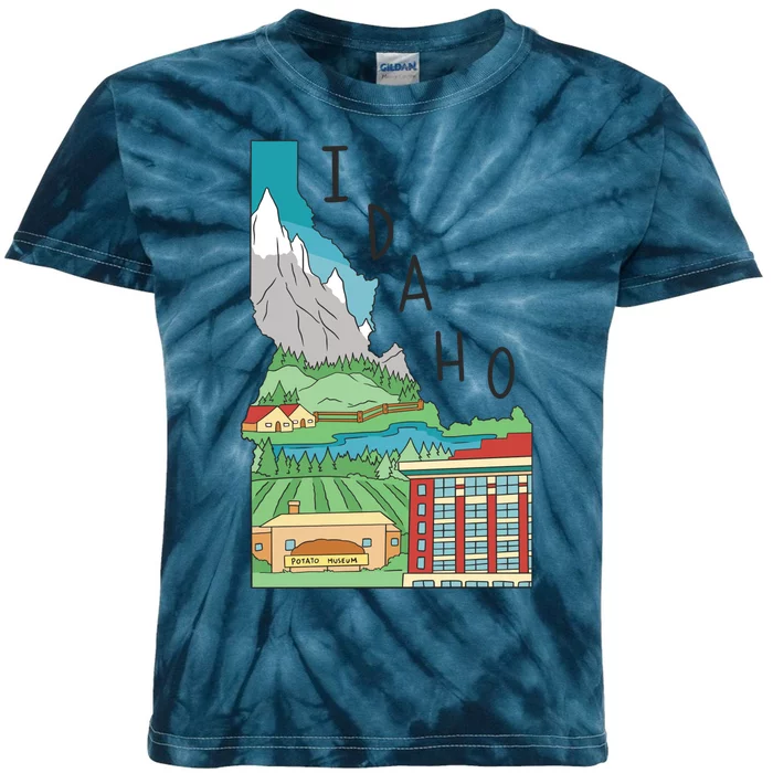 Idaho Landscape Map Kids Tie-Dye T-Shirt