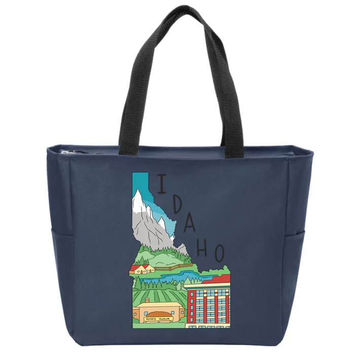 Idaho Landscape Map Zip Tote Bag