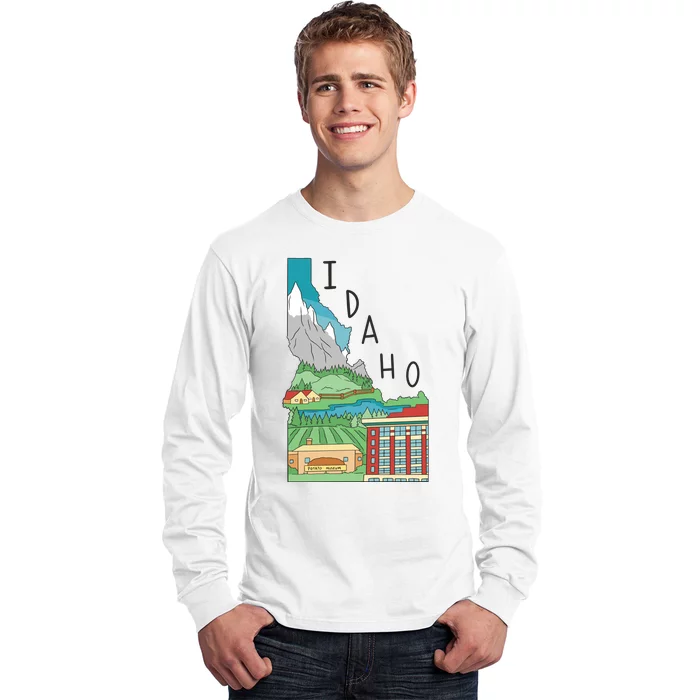 Idaho Landscape Map Long Sleeve Shirt