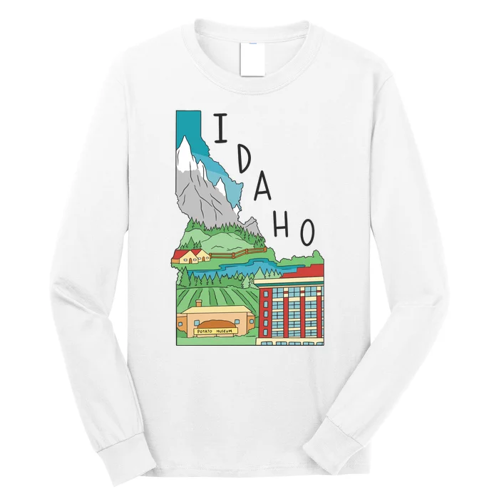 Idaho Landscape Map Long Sleeve Shirt