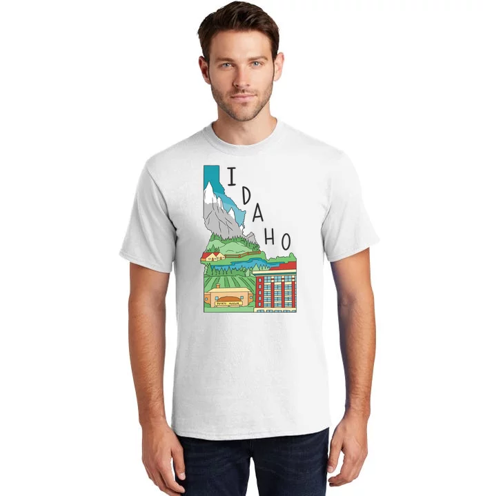 Idaho Landscape Map Tall T-Shirt