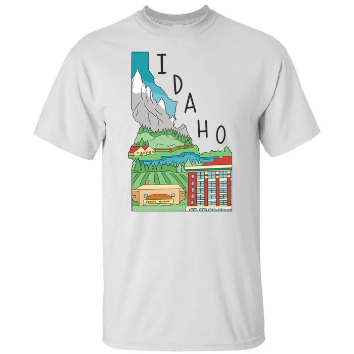 Idaho Landscape Map Tall T-Shirt