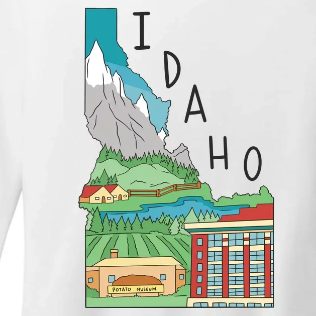 Idaho Landscape Map Womens CVC Long Sleeve Shirt