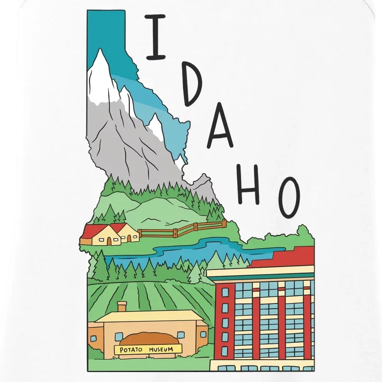 Idaho Landscape Map Ladies Essential Tank