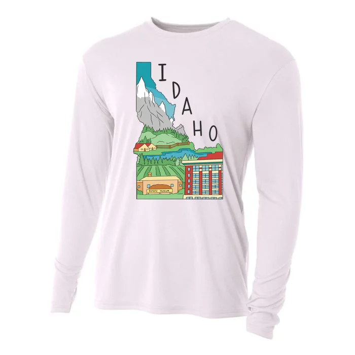 Idaho Landscape Map Cooling Performance Long Sleeve Crew