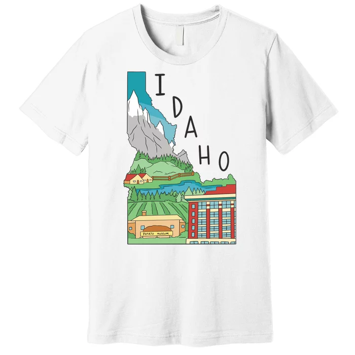 Idaho Landscape Map Premium T-Shirt