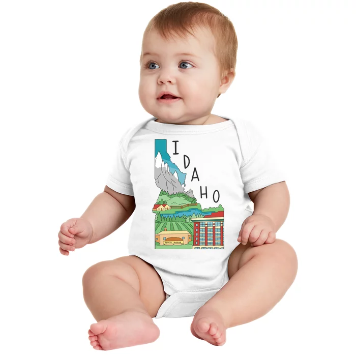 Idaho Landscape Map Baby Bodysuit