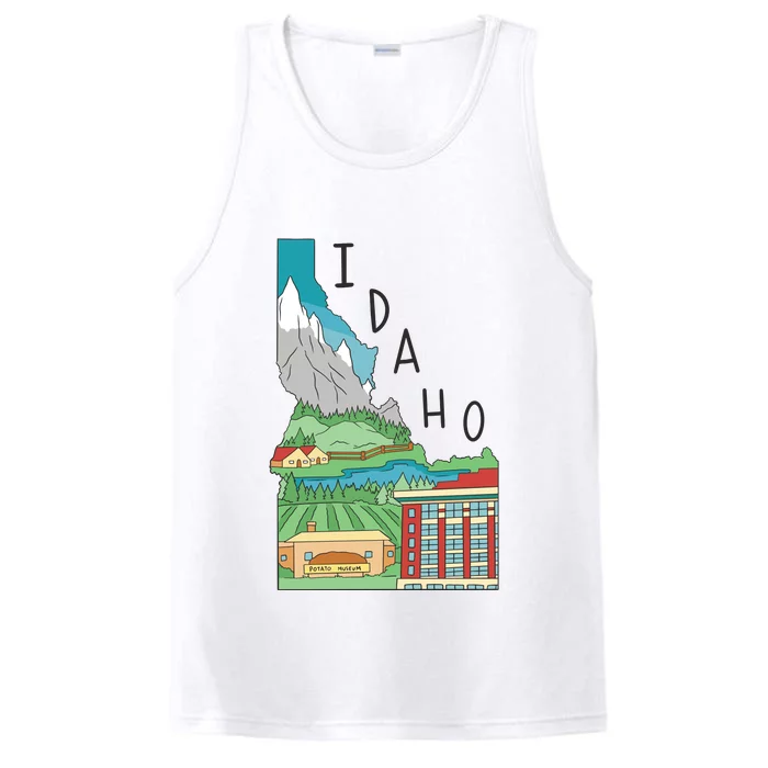 Idaho Landscape Map Performance Tank