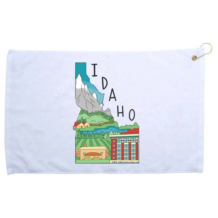 Idaho Landscape Map Grommeted Golf Towel