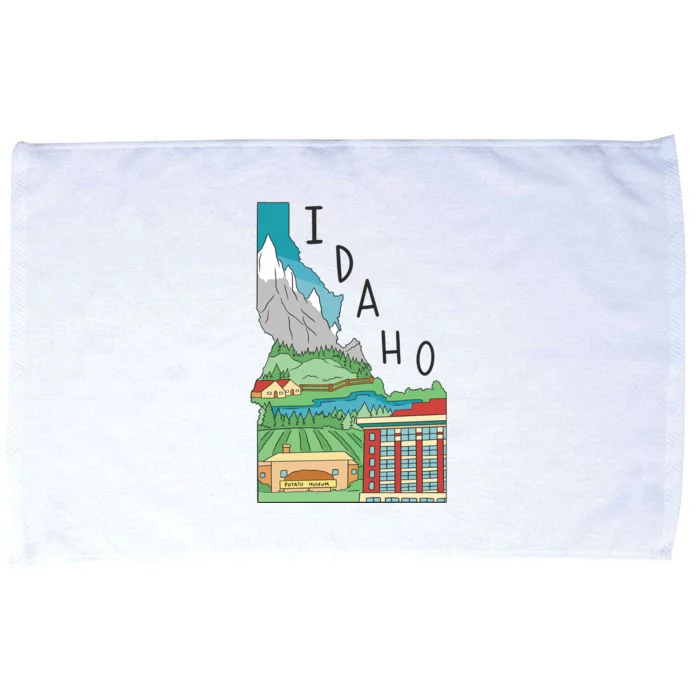 Idaho Landscape Map Microfiber Hand Towel