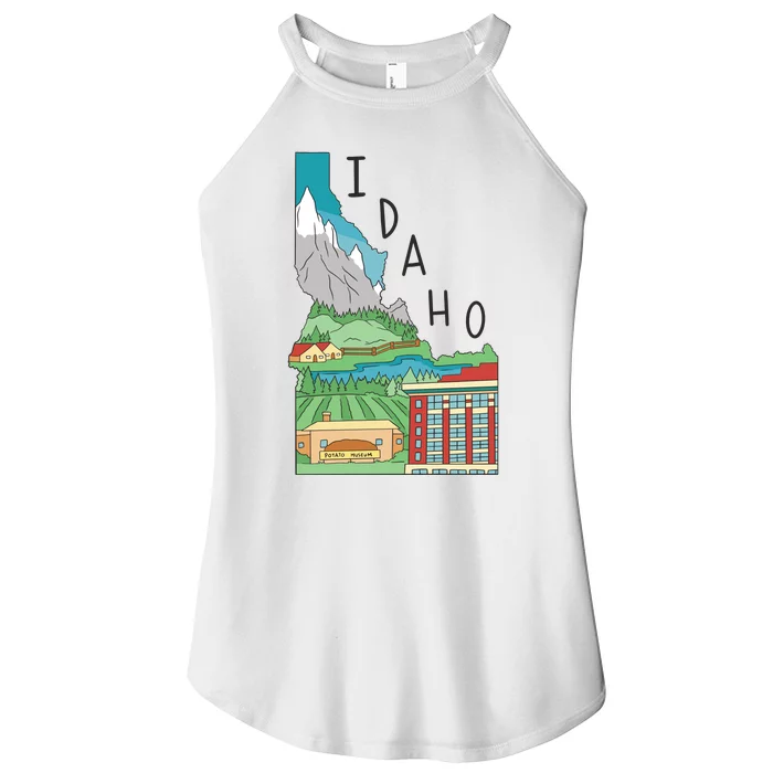 Idaho Landscape Map Women’s Perfect Tri Rocker Tank