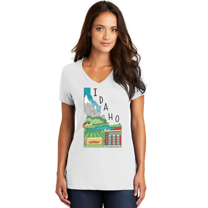 Idaho Landscape Map Women's V-Neck T-Shirt