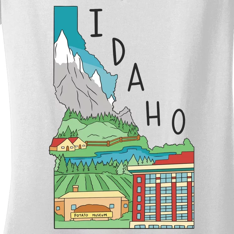 Idaho Landscape Map Women's V-Neck T-Shirt