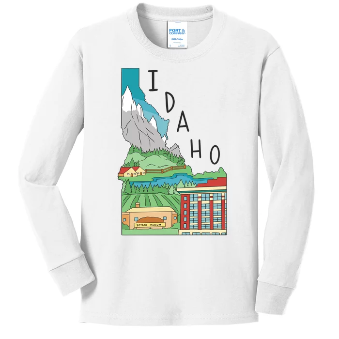 Idaho Landscape Map Kids Long Sleeve Shirt