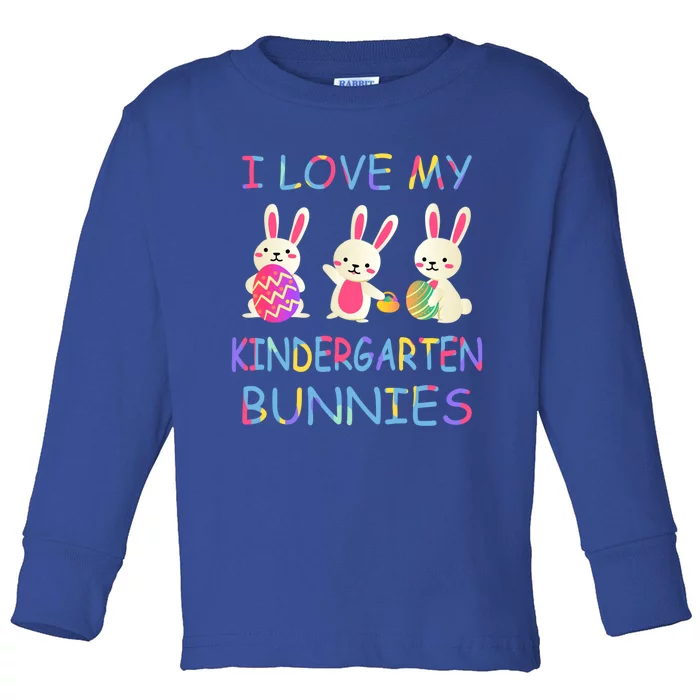 I Love My Kindergarten Bunnies Teacher Easter Bunny Teachers Gift Toddler Long Sleeve Shirt