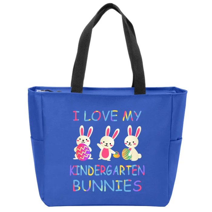 I Love My Kindergarten Bunnies Teacher Easter Bunny Teachers Gift Zip Tote Bag