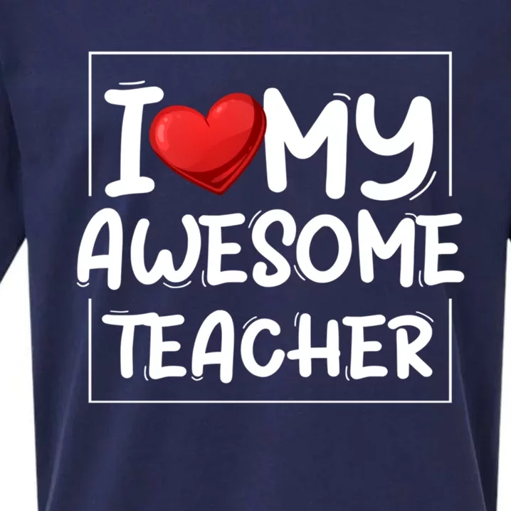 I Love My Awesome Teacher Valentines Day Matching Couple Funny Gift Sueded Cloud Jersey T-Shirt