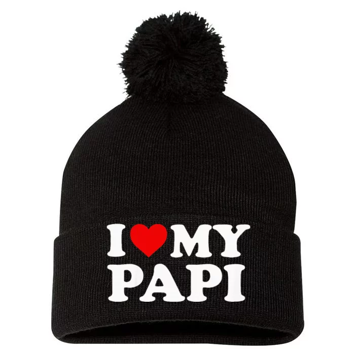 I Love My Papi Pom Pom 12in Knit Beanie