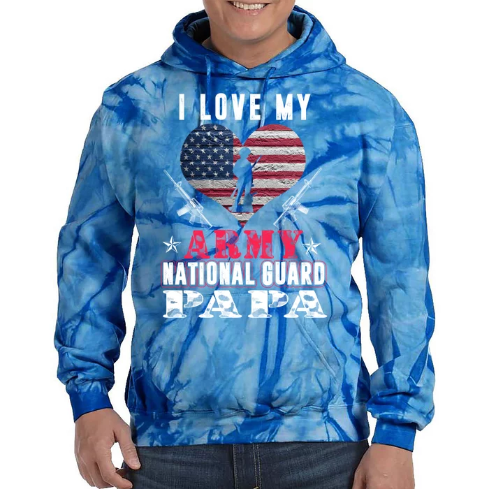 I Love My Army National Guard Papa Veteran Us Military Gift Tie Dye Hoodie