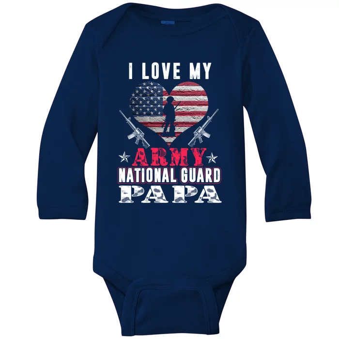 I Love My Army National Guard Papa Veteran Us Military Gift Baby Long Sleeve Bodysuit