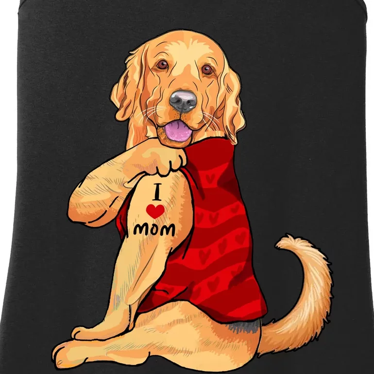 I Love Mom Funny Golden Retriever Ladies Essential Tank