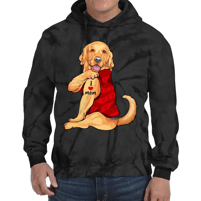 I Love Mom Funny Golden Retriever Tie Dye Hoodie