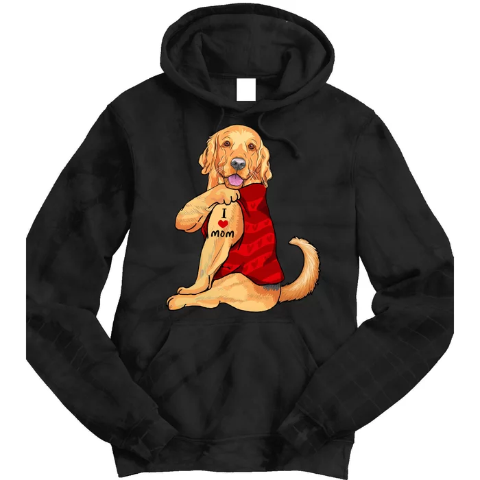 I Love Mom Funny Golden Retriever Tie Dye Hoodie