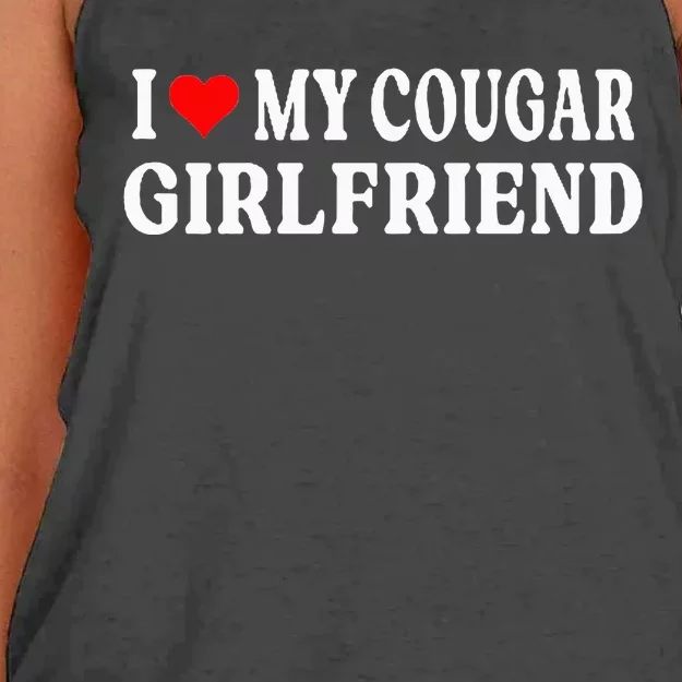 I Love My Cougar Girlfriend Gf I Heart My Cougar Girlfriend Women's Knotted Racerback Tank