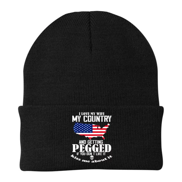 I LOVE MY WIFE MY COUNTRY AND GETTING PEGGED Knit Cap Winter Beanie