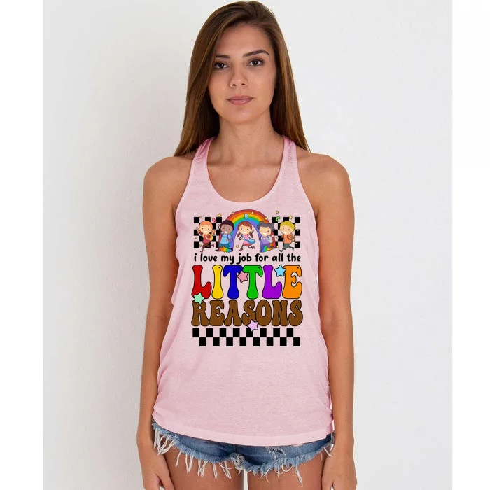 I Love My Job For All The Little Reasons Elementary Teacher Women's Knotted Racerback Tank