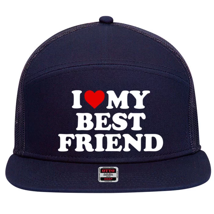 I Love My Best Friend Gift Red Heart Cool Gift 7 Panel Mesh Trucker Snapback Hat