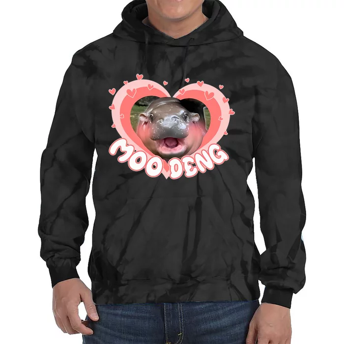 I Love Moo Deng Baby Hippo Moo Deng I Heart Moo Deng Tie Dye Hoodie