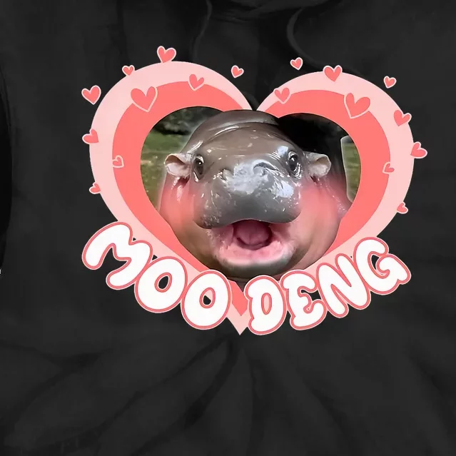 I Love Moo Deng Baby Hippo Moo Deng I Heart Moo Deng Tie Dye Hoodie