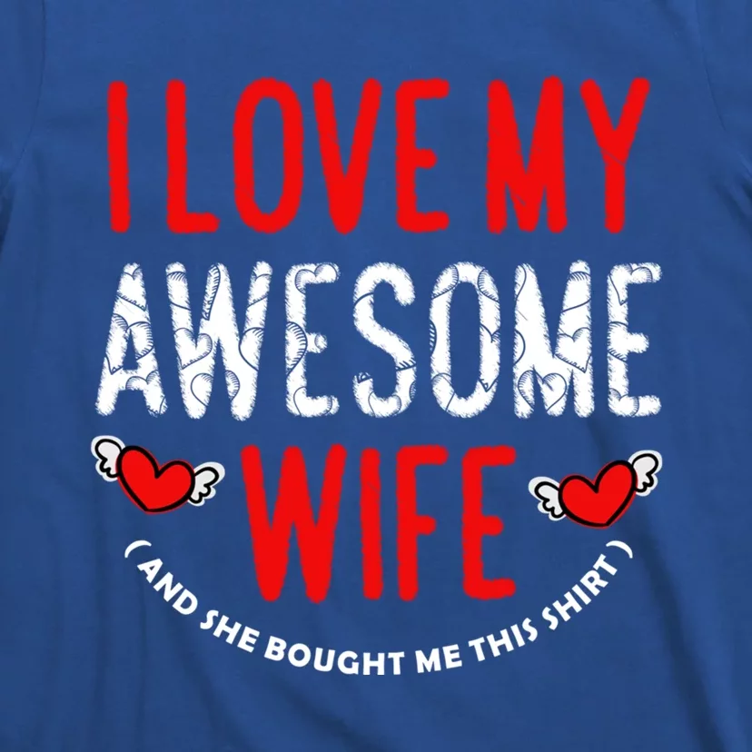 I Love My Awesome Wife Husband Love Valentine's Day Hearts Gift T-Shirt