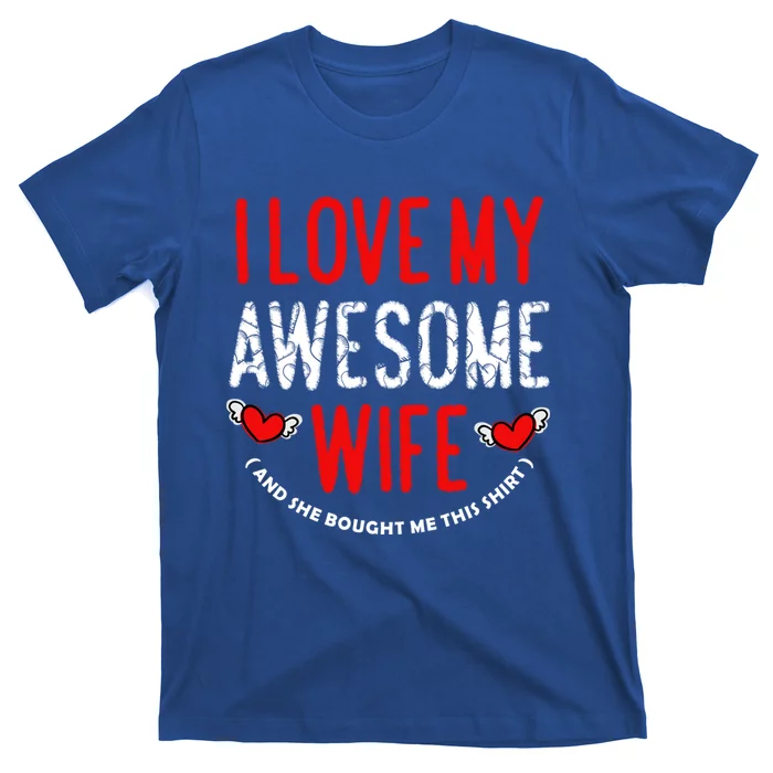 I Love My Awesome Wife Husband Love Valentine's Day Hearts Gift T-Shirt