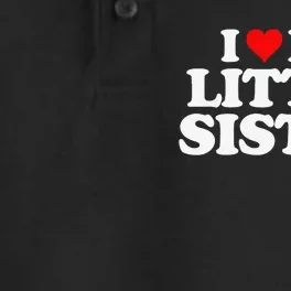 I Love My Little Sister Heart Funny Fun Gift Tee Dry Zone Grid Performance Polo